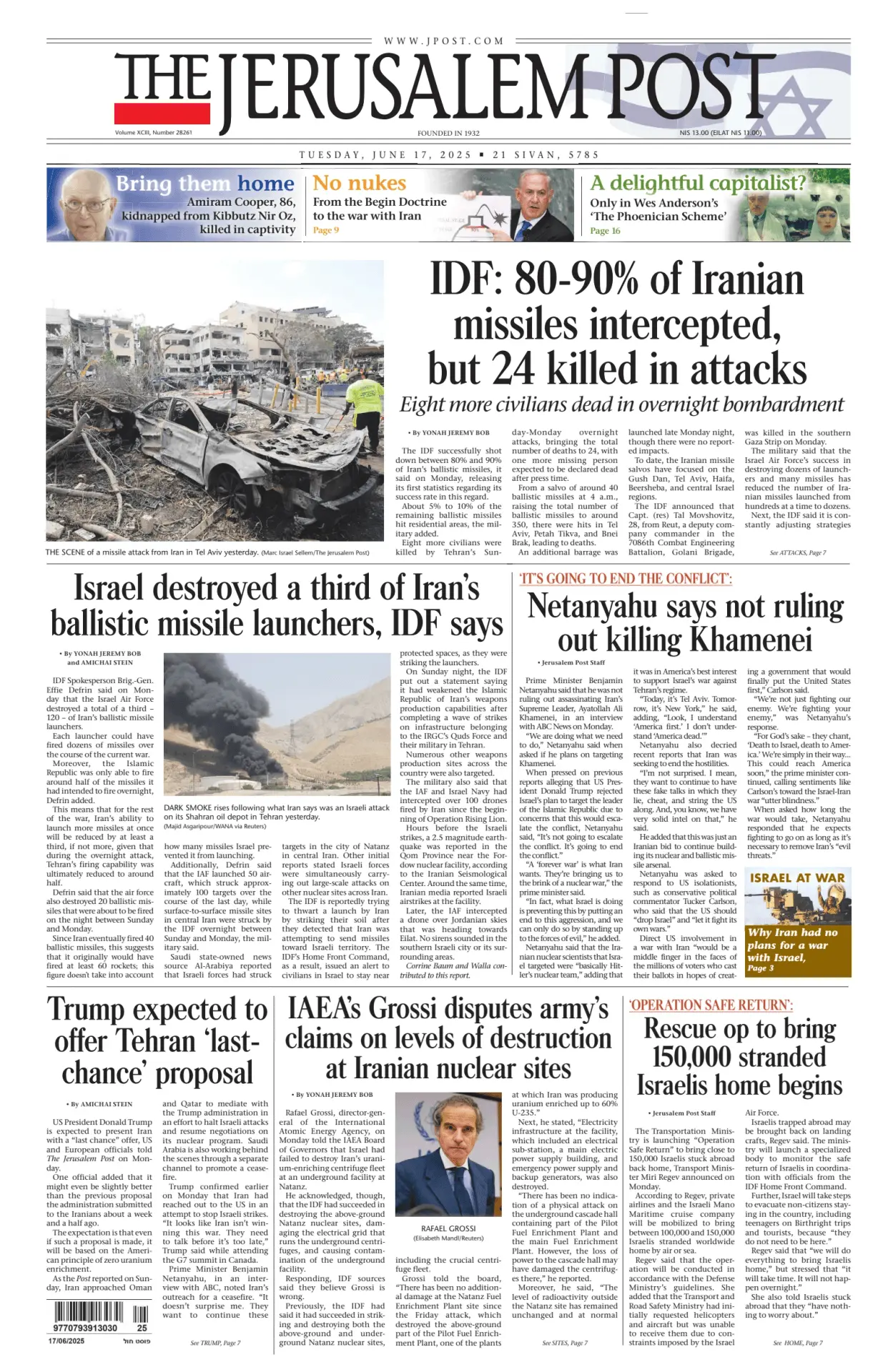 Prima-pagina-the jerusalem post-edizione-di-oggi-17-06-2025